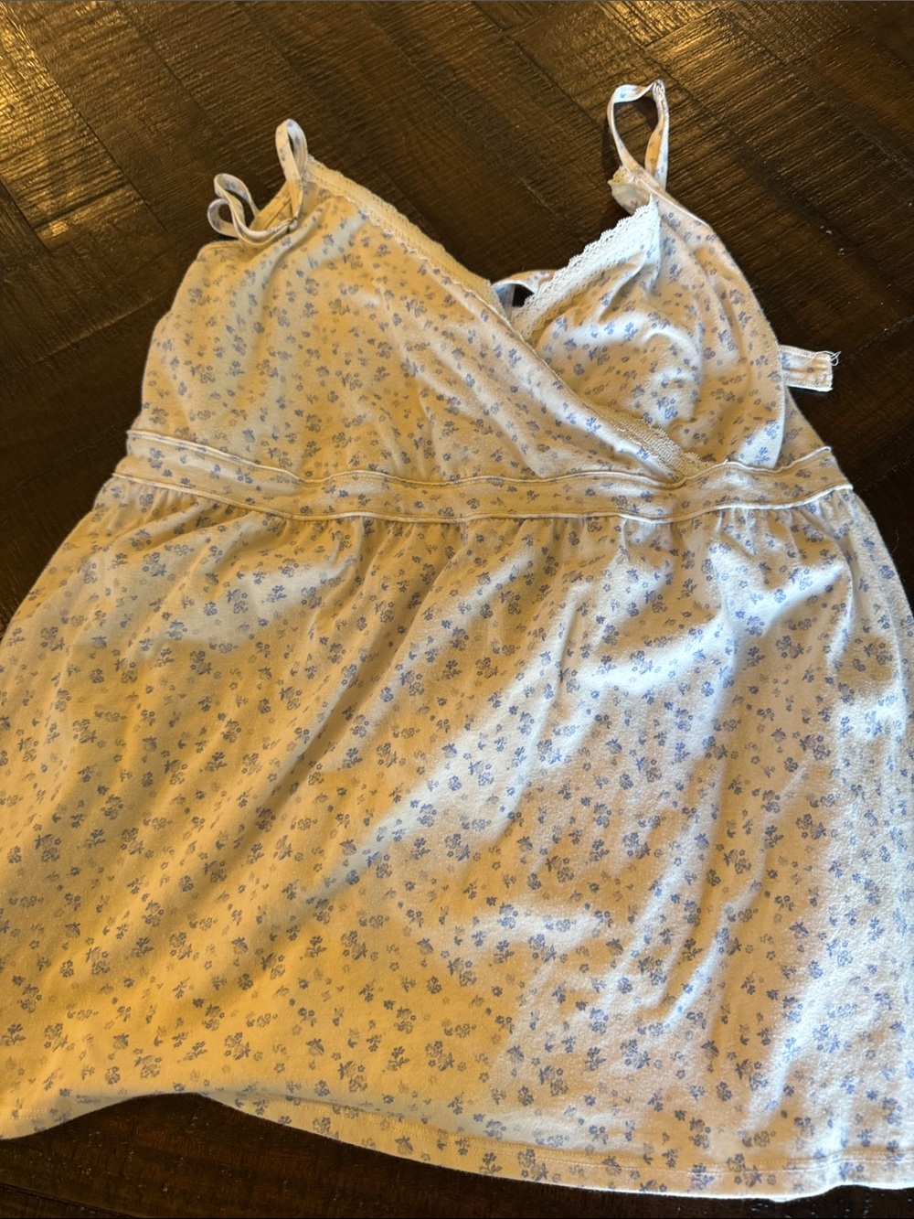 Light Blue Floral Spaghetti-Strap babydoll top